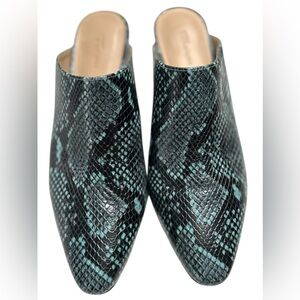 Leather Nordstrom Signature Women’s Black Blue Python Heeled Mule Clog Shoe Sz39